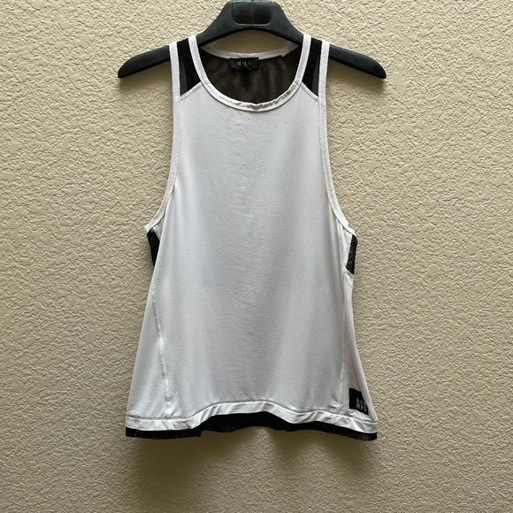 Alala Tops - Alala Pace Tank Top - White/Black Mesh -Size M